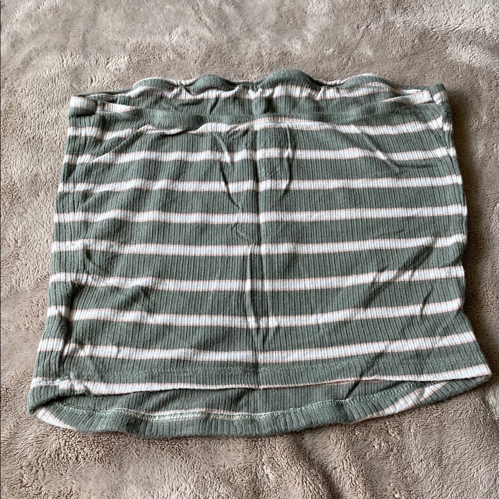 Striped Green and White Women's top - Picture 2 of 3